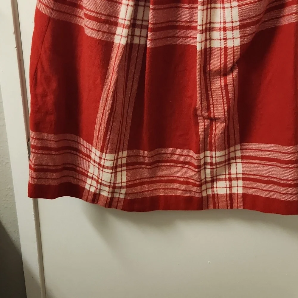 Vintage 80s Evan Picone red pleated plaid skirt 6